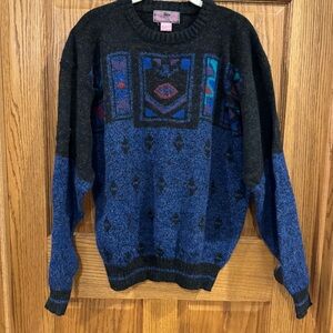 Vintage Concrete Colorful Geometric Crewneck Sweater. Size Large